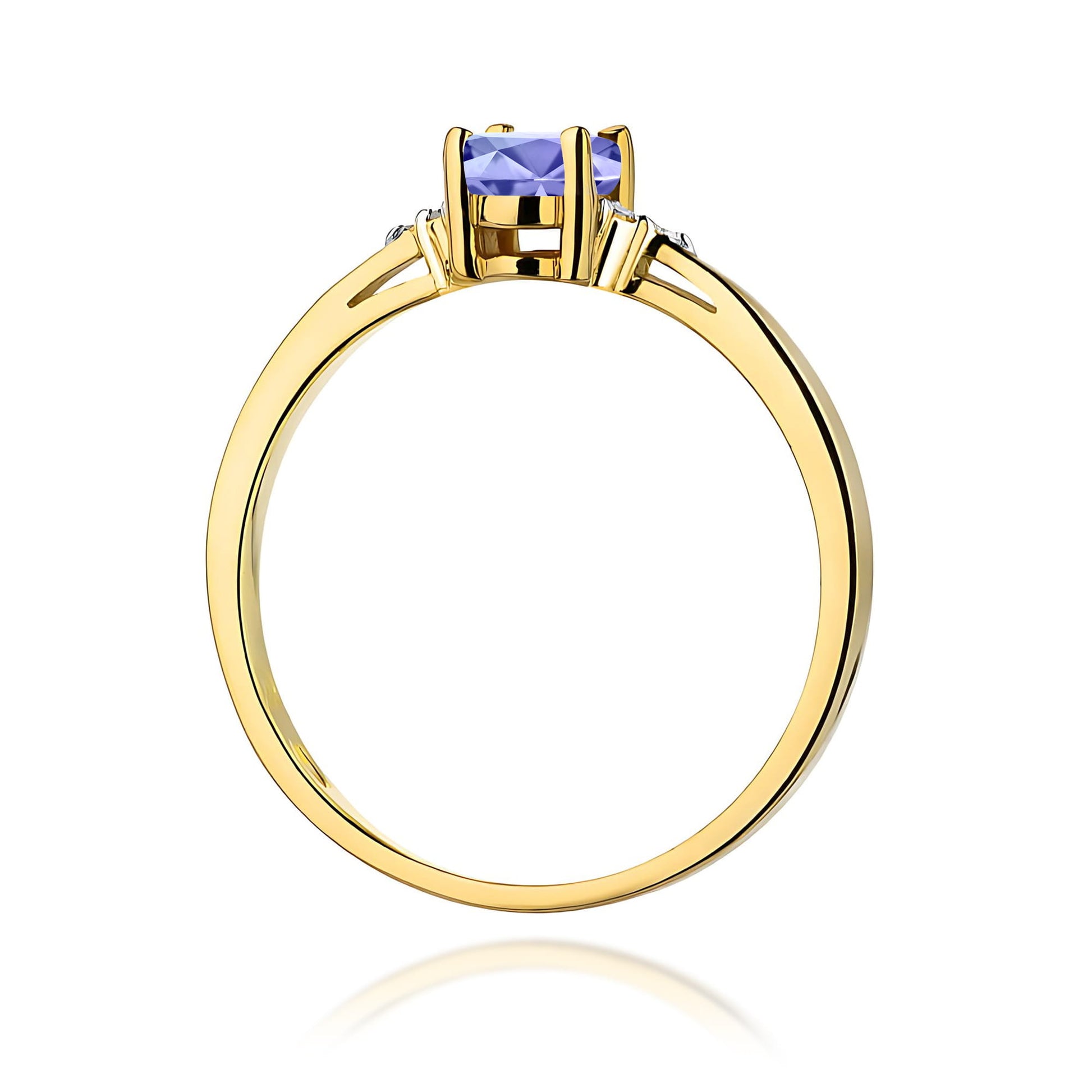 Inel Aur 9K cu Tanzanit 0.40 ct si Diamante Naturale 0.05 ct