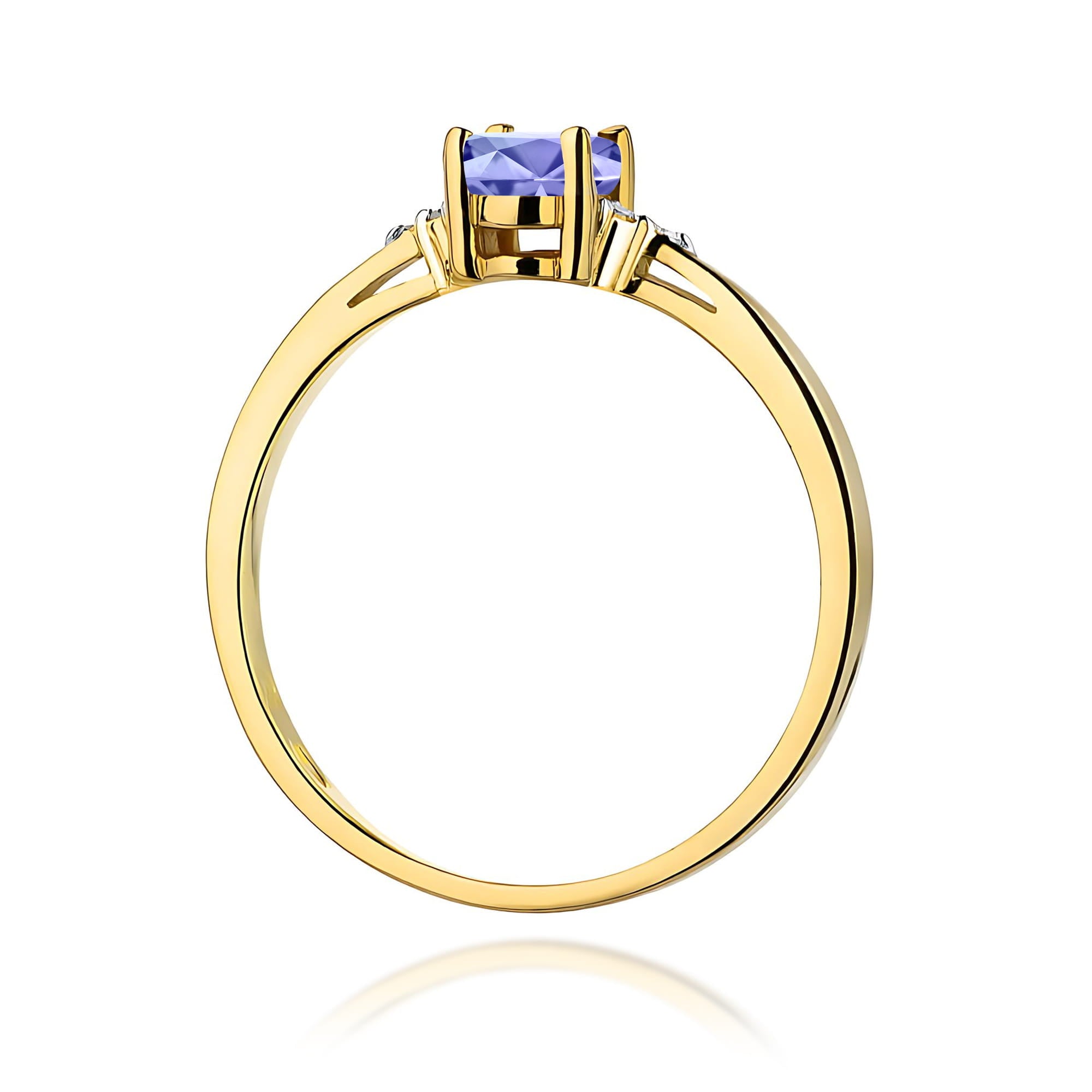 Inel Aur 9K cu Tanzanit 0.40 ct si Diamante Naturale 0.05 ct