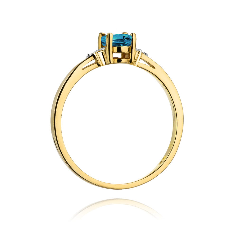 Inel Aur 9K cu Topaz Swiss 0.50 ct si Diamante Naturale 0.05 ct