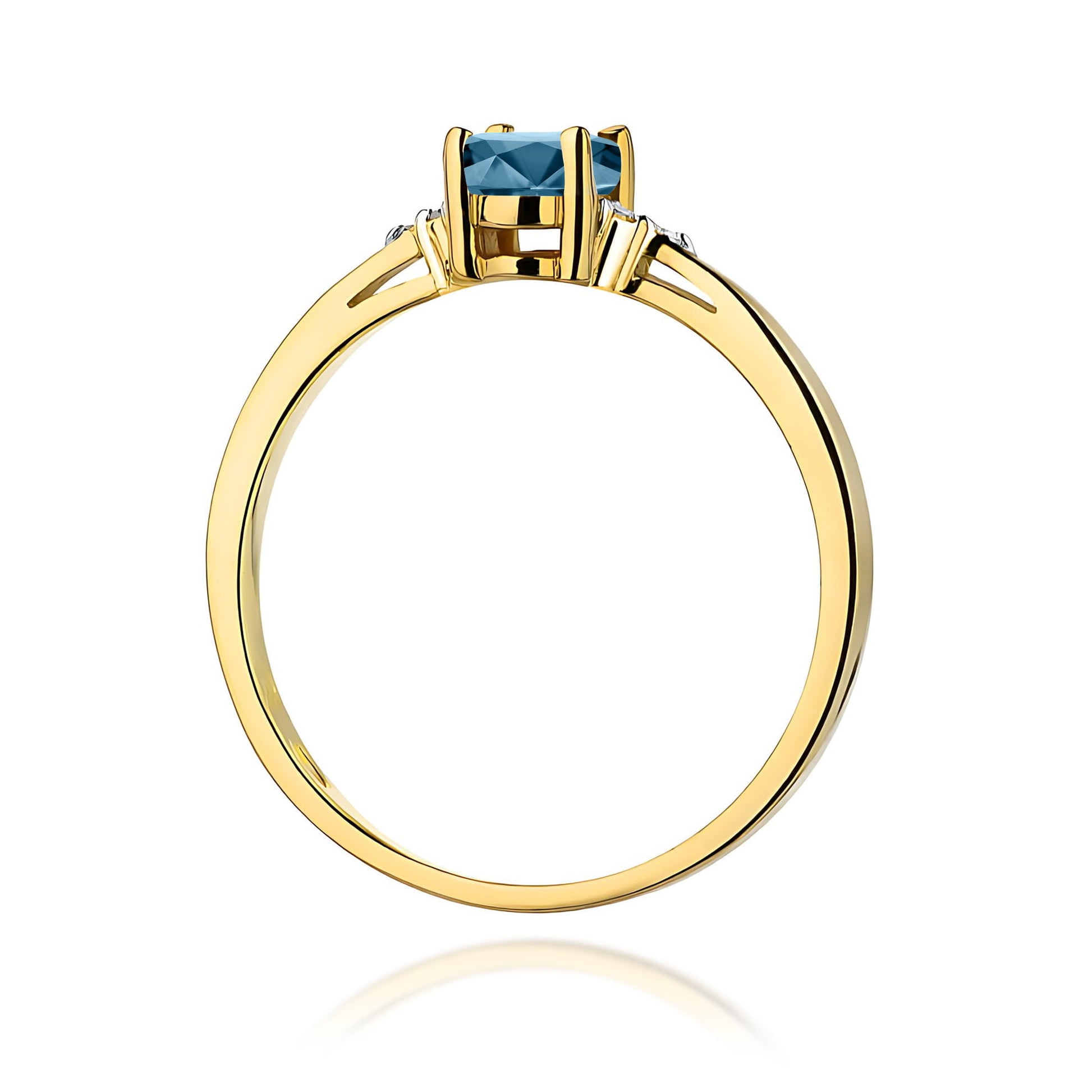 Inel Aur 9K cu Topaz London Blue 0.50 ct si Diamante Naturale 0.05 ct