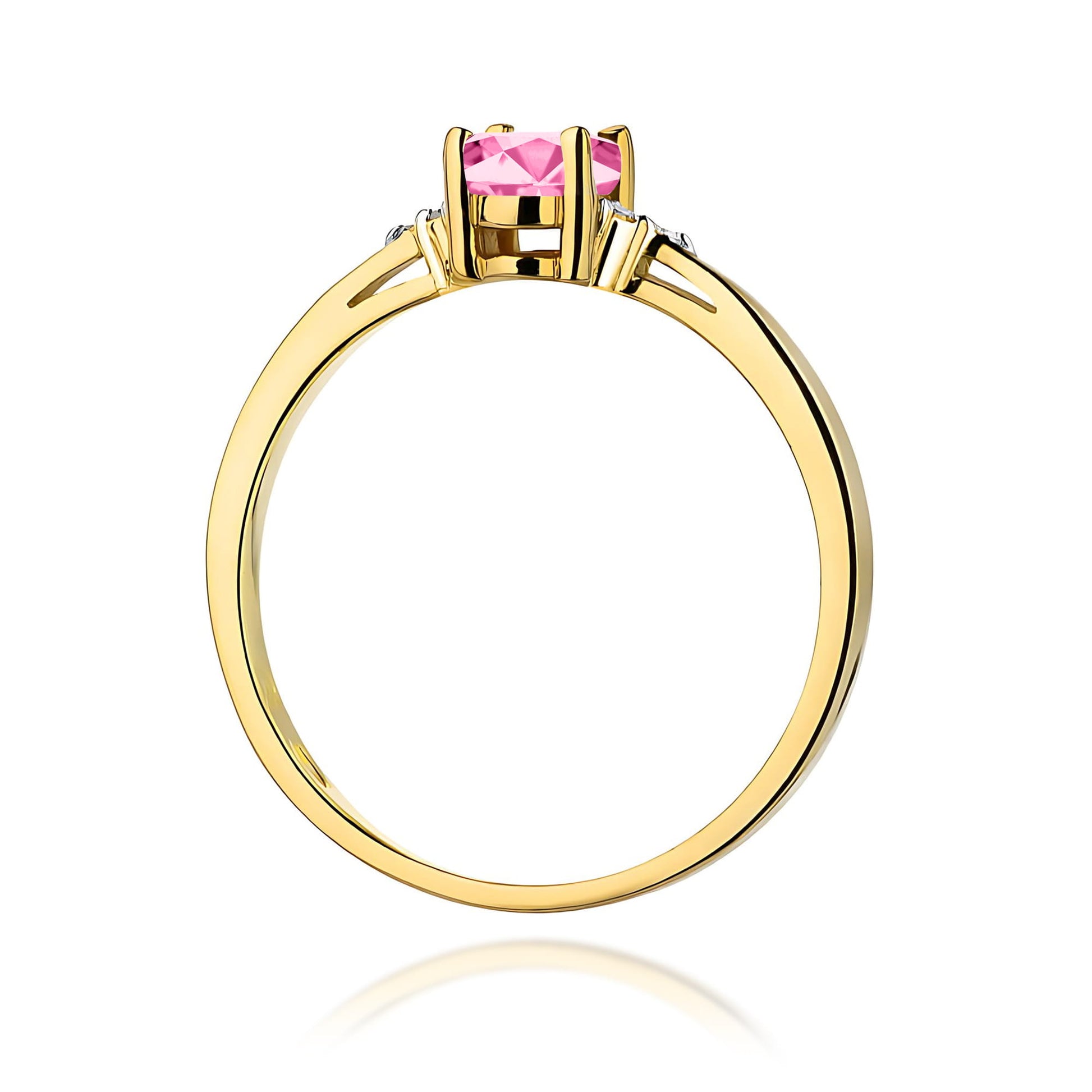 Inel Aur 9K cu Topaz Roz 0.50 ct si Diamante Naturale 0.05 ct