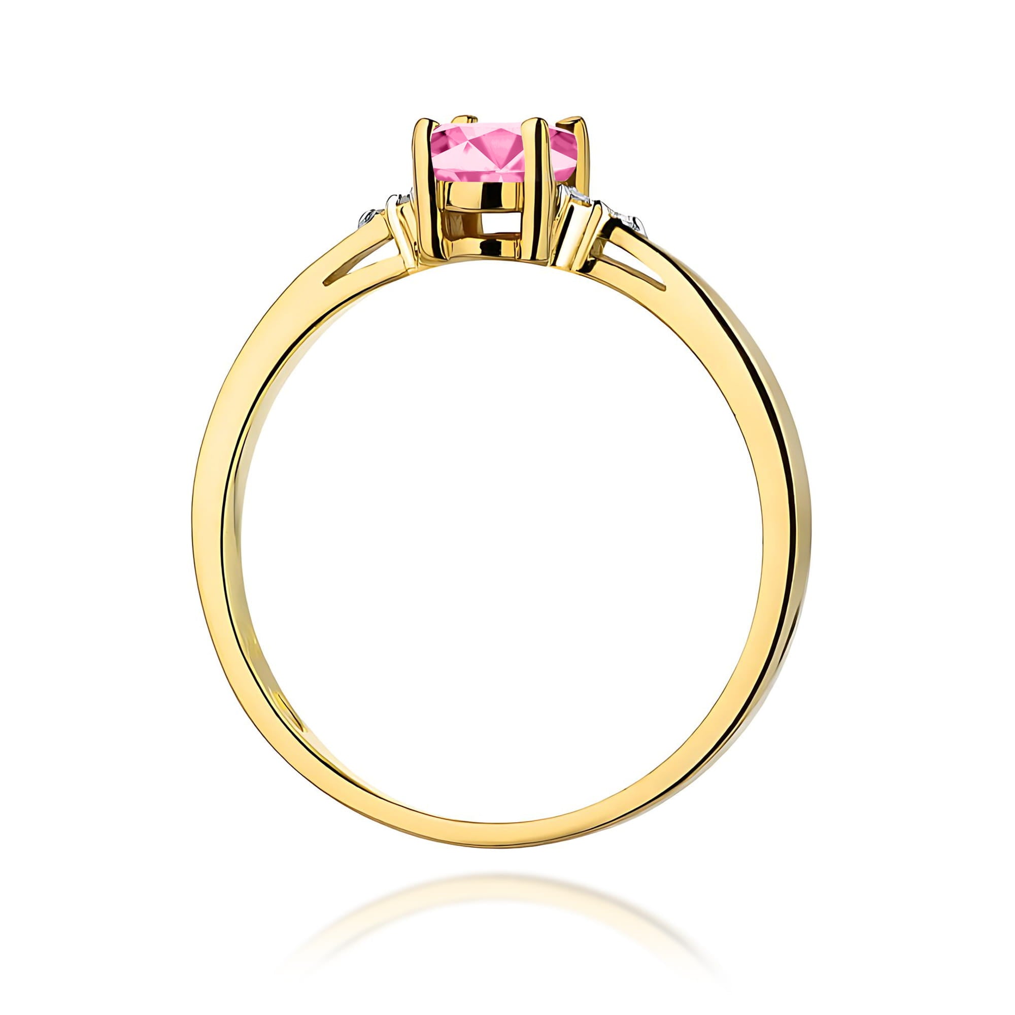Inel Aur 9K cu Topaz Roz 0.50 ct si Diamante Naturale 0.05 ct