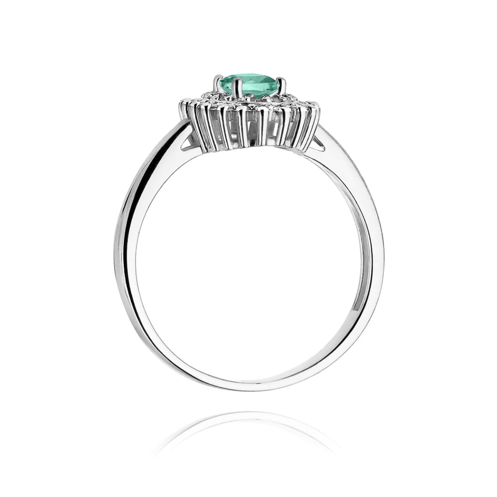 Inel Aur 9K cu Smarald 0.40 ct si Diamante Naturale 0.20 ct