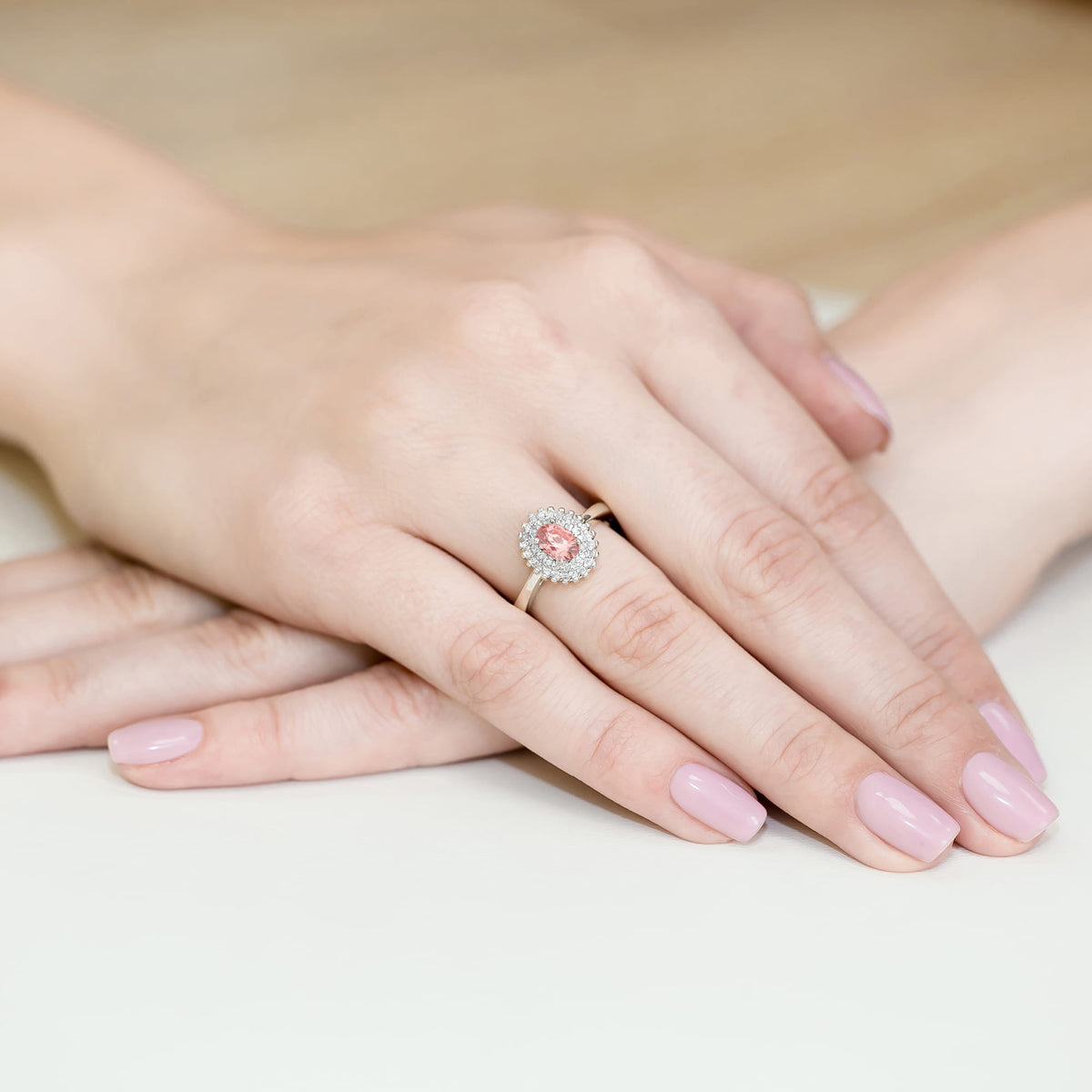Inel Aur 9K cu Diamante Roz de Laborator 0.70 ct