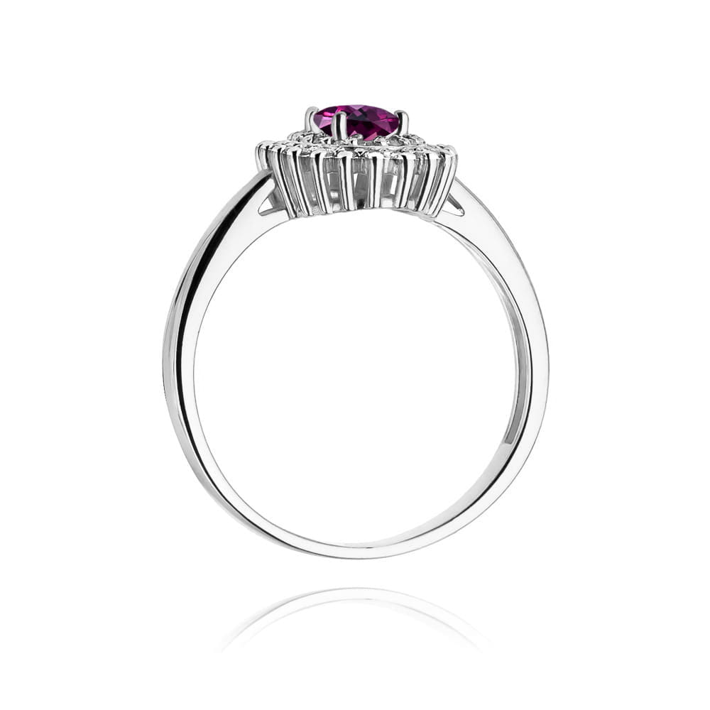 Inel Aur 9K cu Rhodolite 0.50 ct si Diamante Naturale 0.20 ct
