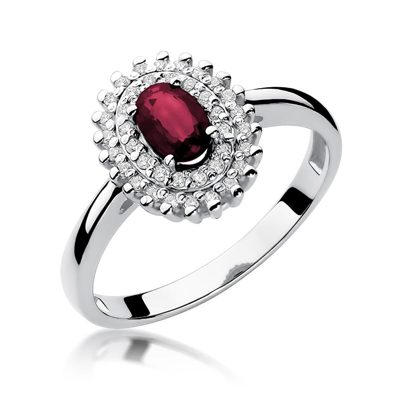 Inel Aur 9K cu Rubin 0.60 ct si Diamante Naturale 0.20 ct