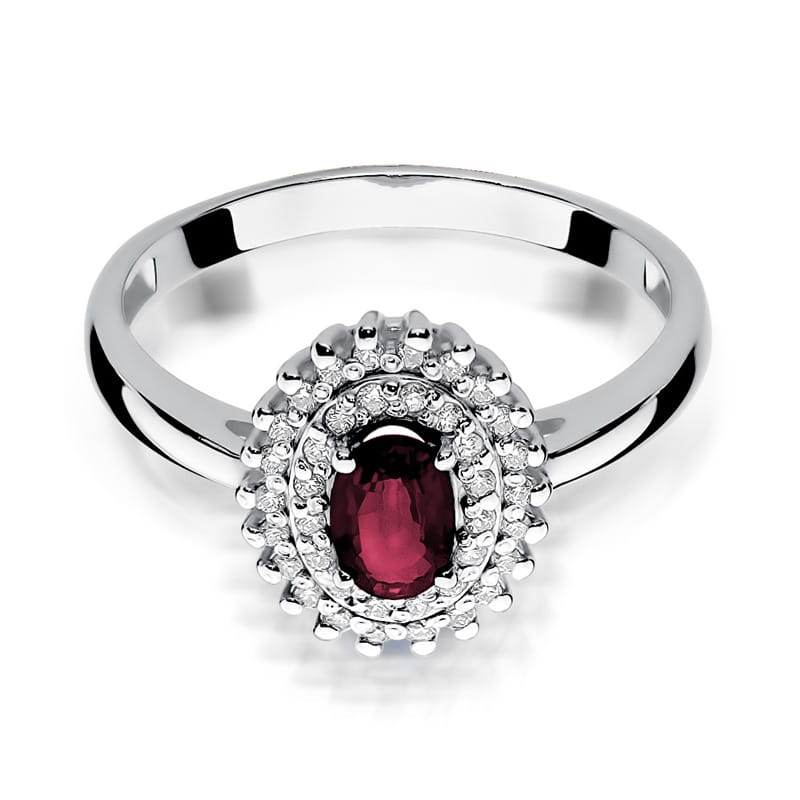 Inel Aur 9K cu Rubin 0.60 ct si Diamante Naturale 0.20 ct