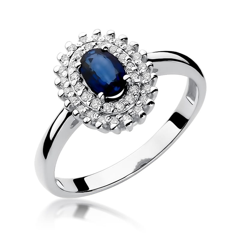 Inel Aur 9K cu Safir 0.70 ct si Diamante Naturale 0.20 ct