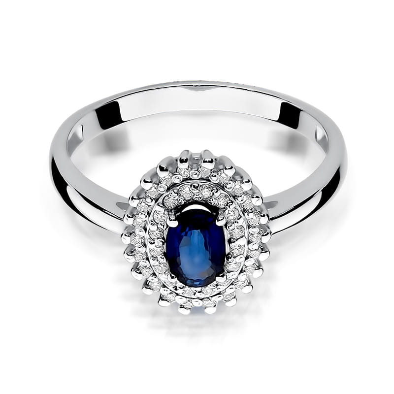 Inel Aur 9K cu Safir 0.70 ct si Diamante Naturale 0.20 ct