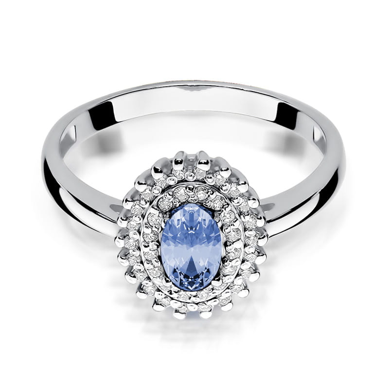 Inel Aur 9K cu Tanzanit 0.40 ct si Diamante Naturale 0.20 ct