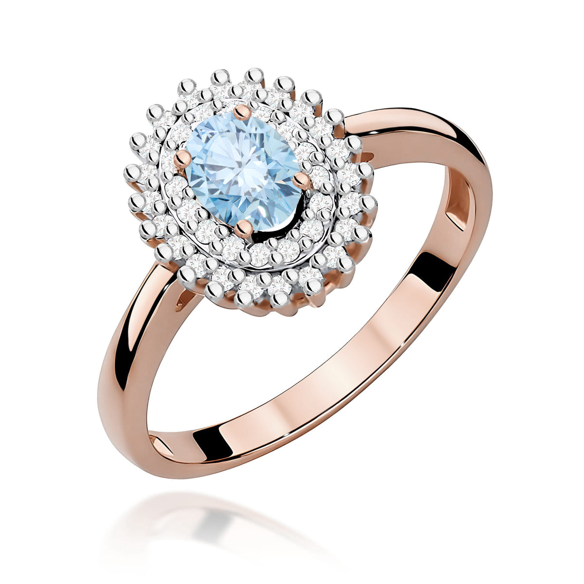 Inel Aur 14K cu Diamante Albastru de Laborator 0.70 ct