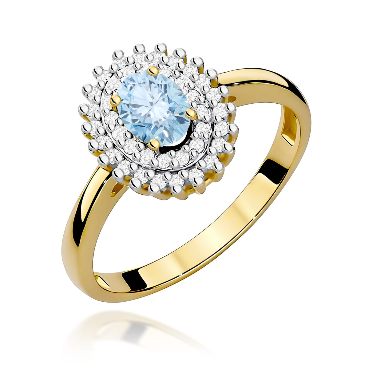 Inel Aur 14K cu Diamante Albastru de Laborator 0.70 ct