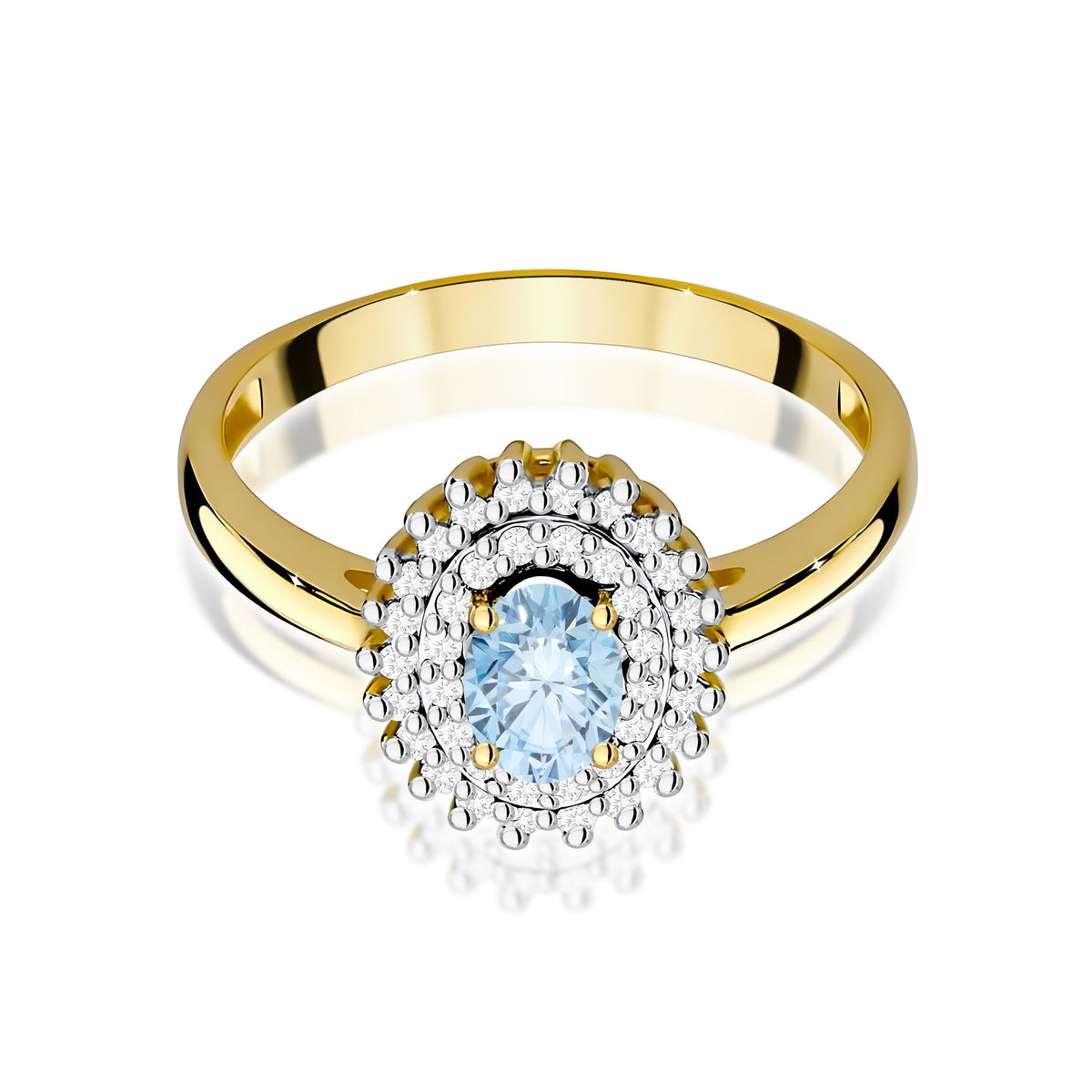 Inel Aur 9K cu Diamante Albastru de Laborator 0.70 ct