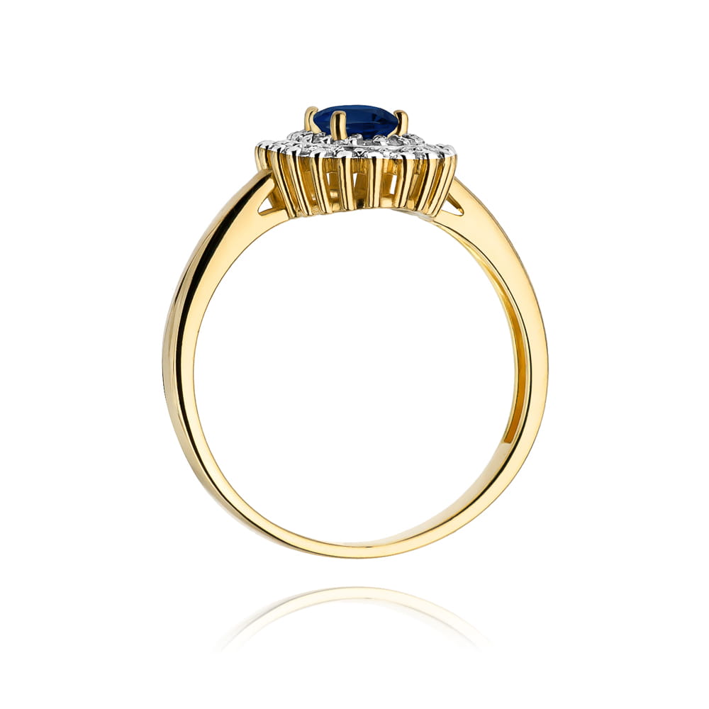 Inel Aur 9K cu Safir 0.70 ct si Diamante Naturale 0.20 ct