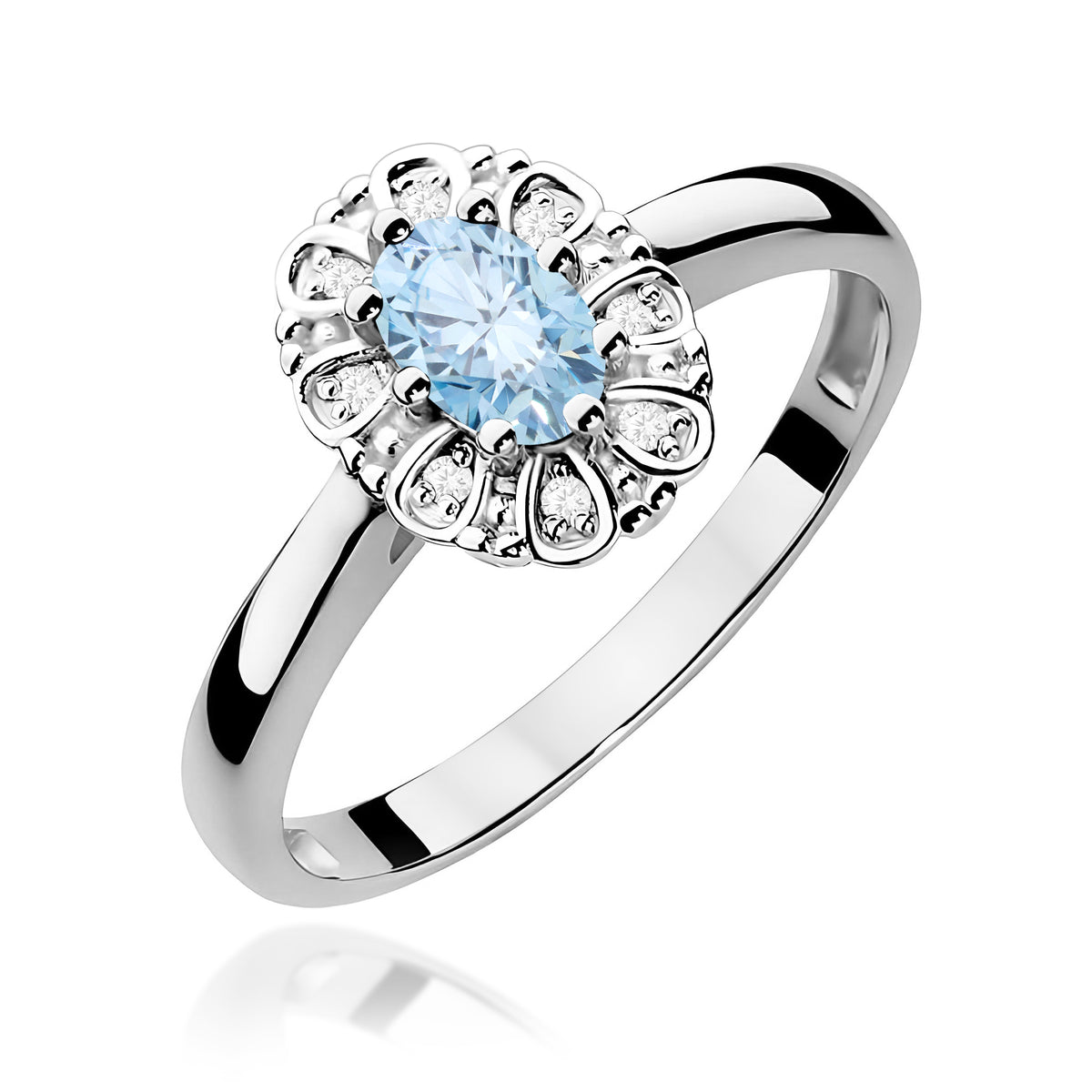 Inel Aur 14K cu Diamante Albastru de Laborator 0.57 ct