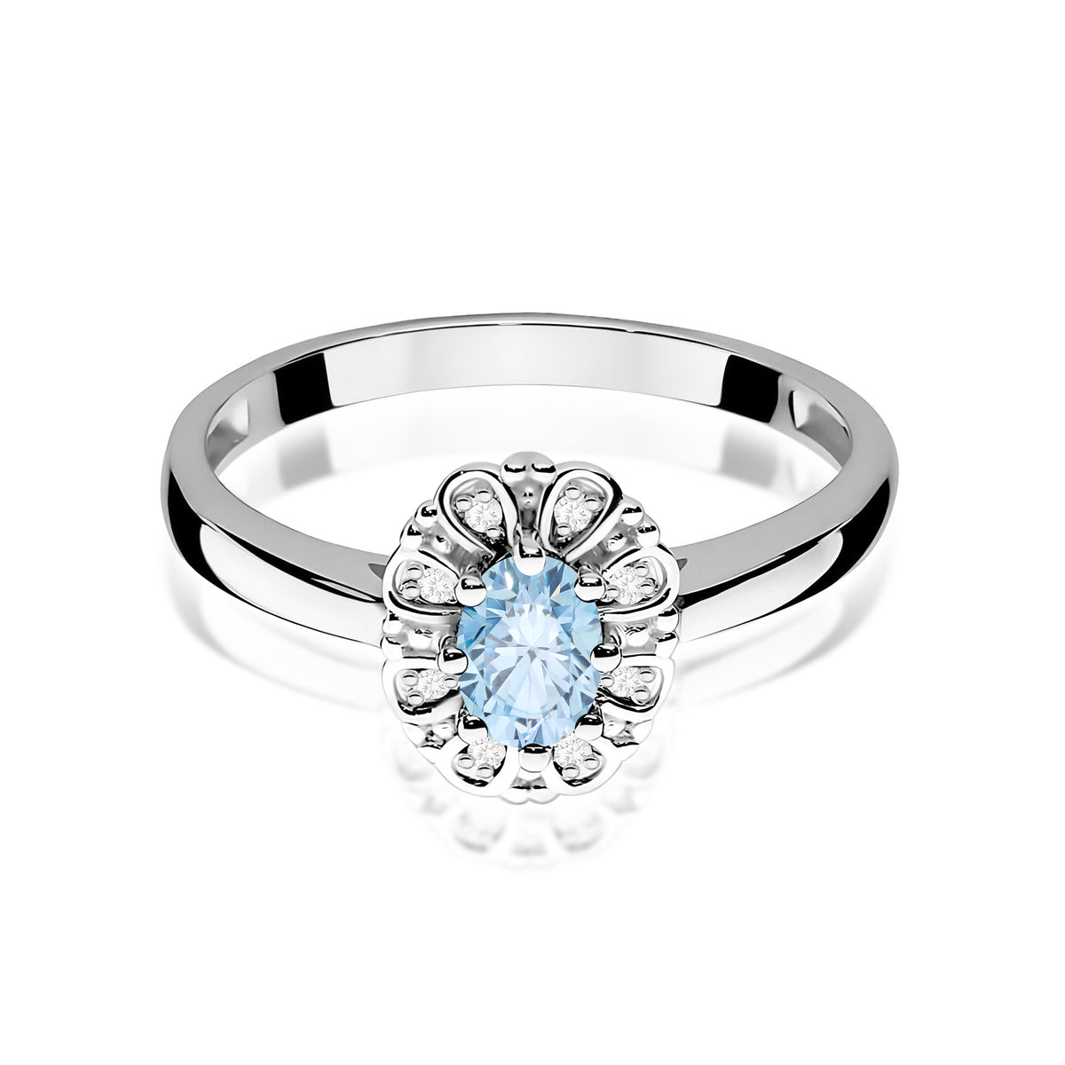 Inel Aur 14K cu Diamante Albastru de Laborator 0.57 ct