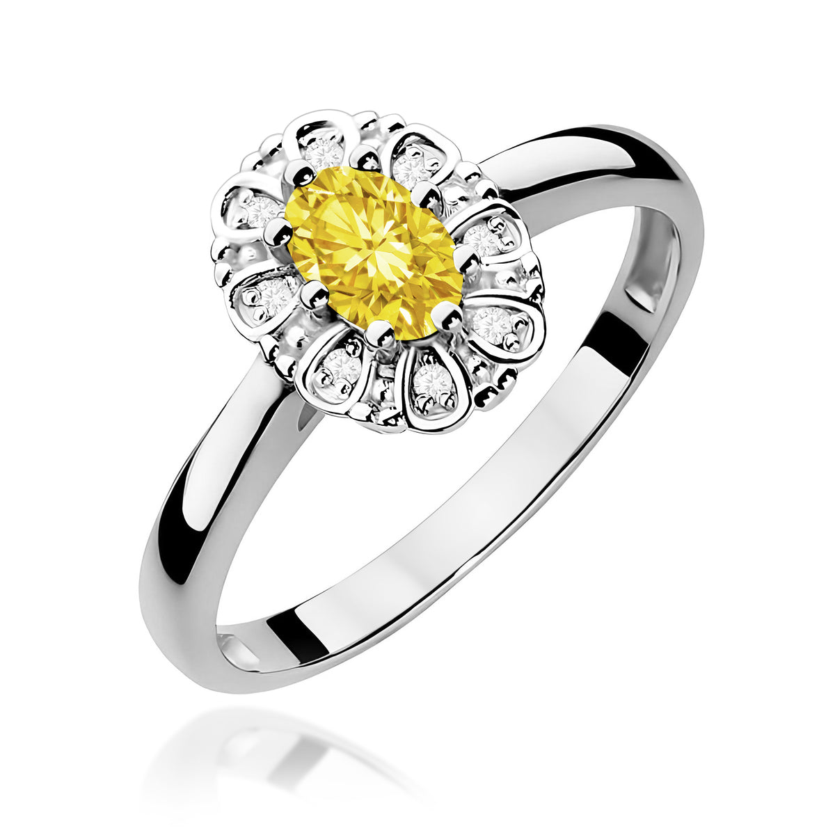 Inel Aur 14K cu Diamante Galben de Laborator 0.57 ct