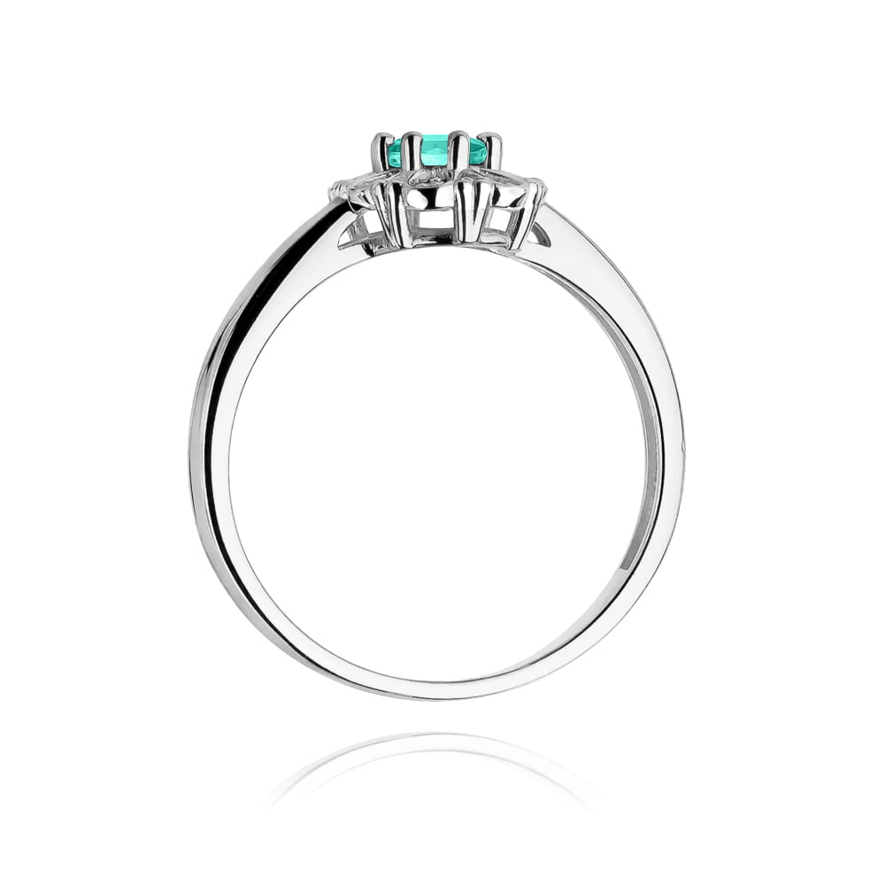 Inel Aur 9K cu Smarald 0.40 ct si Diamante Naturale 0.07 ct