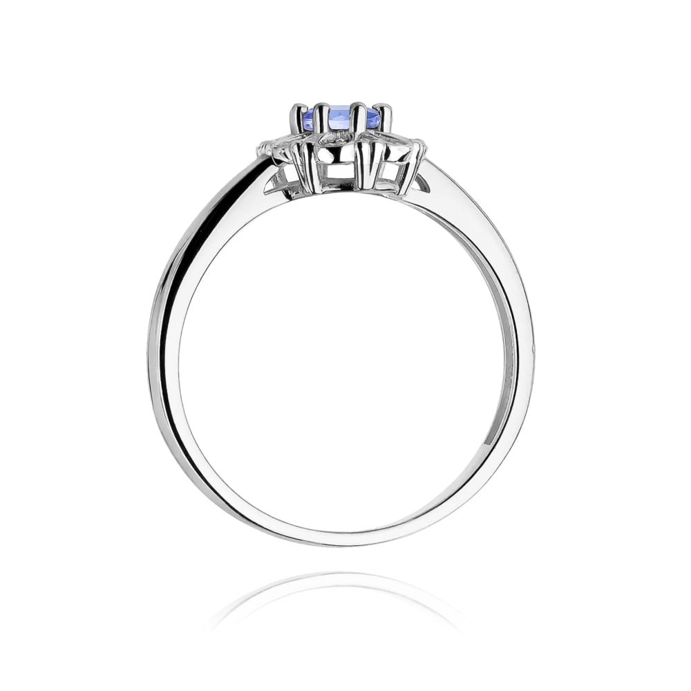 Inel Aur 9K cu Tanzanit 0.40 ct si Diamante Naturale 0.07 ct