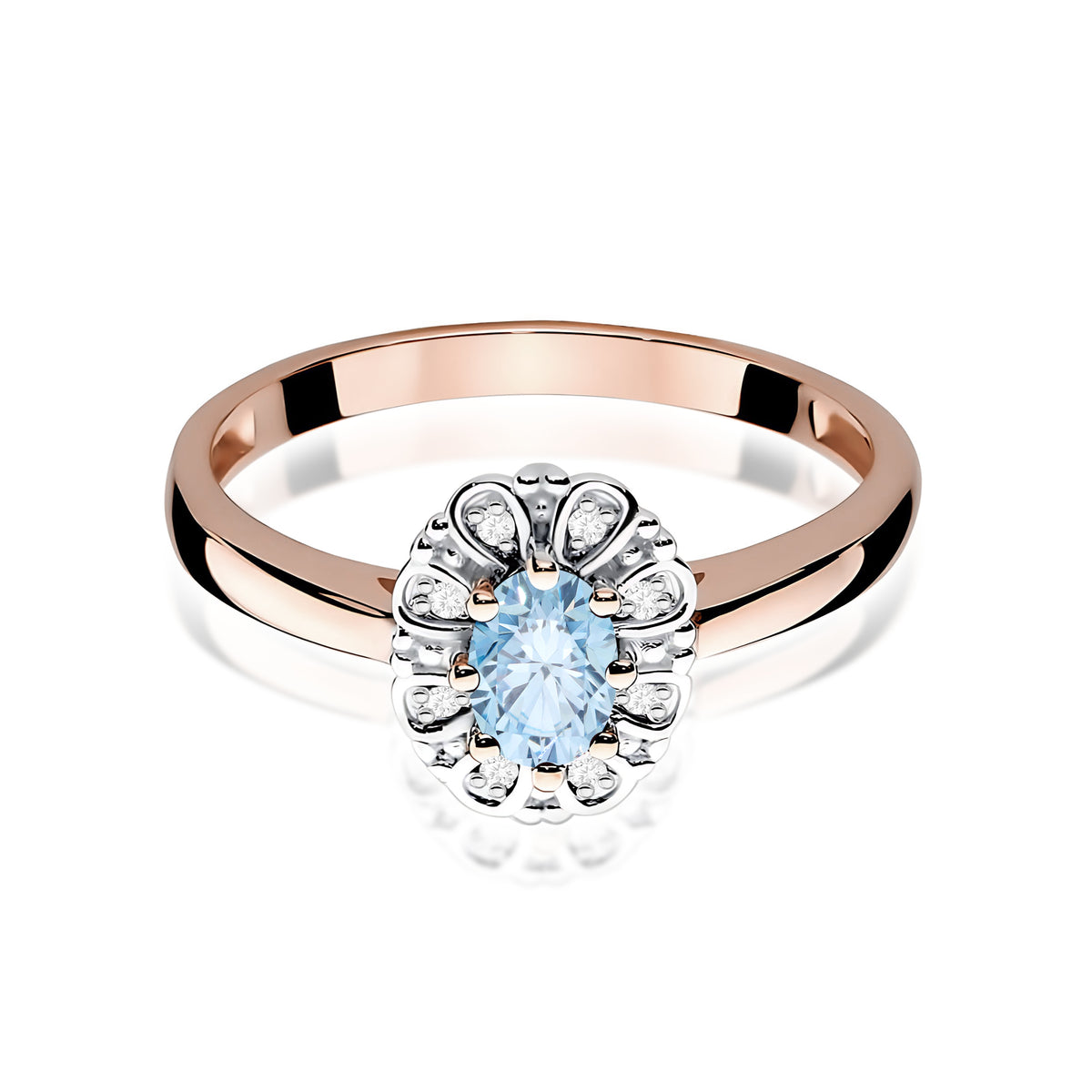Inel Aur 14K cu Diamante Albastru de Laborator 0.57 ct