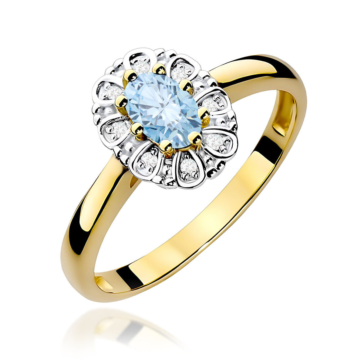 Inel Aur 14K cu Diamante Albastru de Laborator 0.57 ct