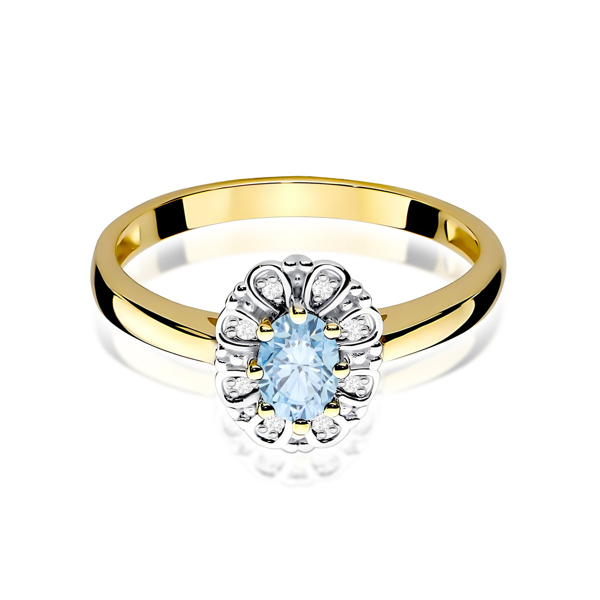 Inel Aur 14K cu Diamante Albastru de Laborator 0.57 ct