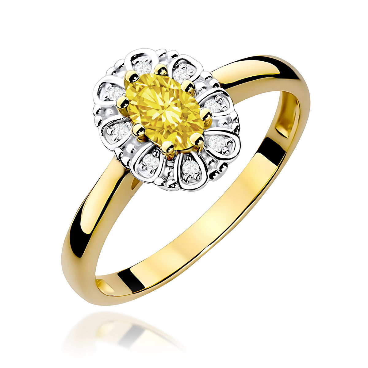 Inel Aur 14K cu Diamante Galben de Laborator 0.57 ct