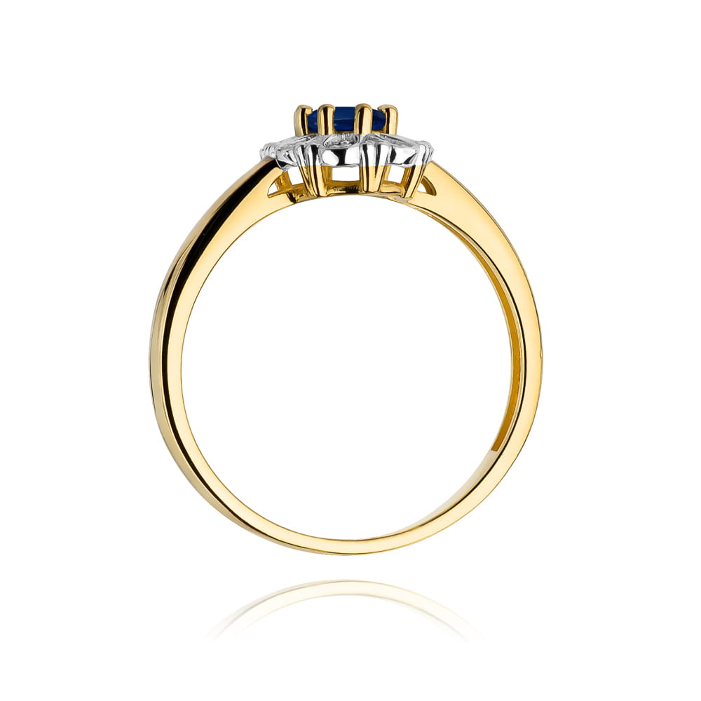 Inel Aur 9K cu Safir 0.70 ct si Diamante Naturale 0.07 ct