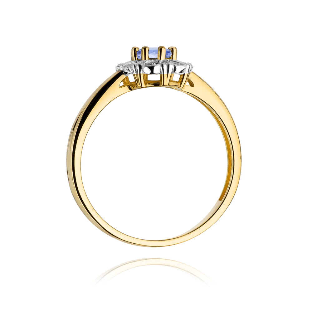 Inel Aur 9K cu Tanzanit 0.40 ct si Diamante Naturale 0.07 ct