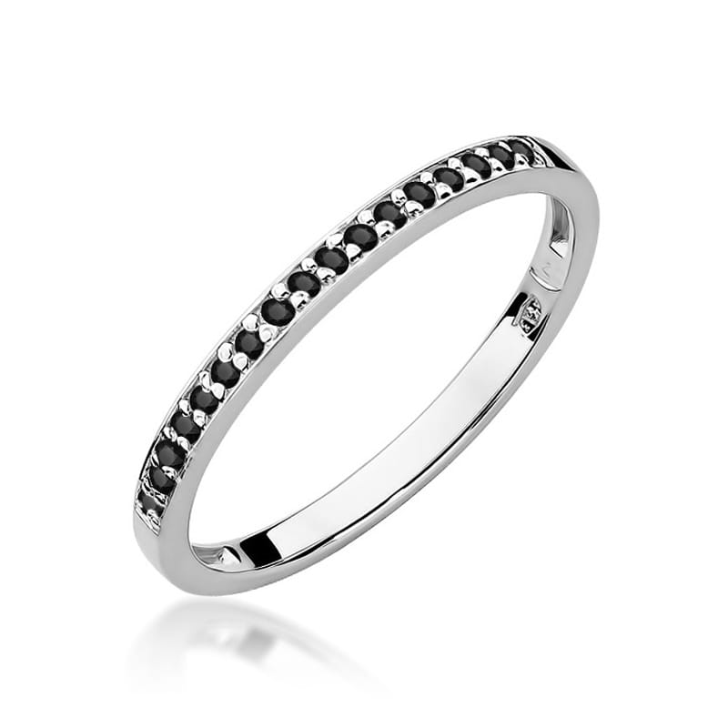 Inel Aur 9K cu Diamante Naturale Negre 0.09 ct