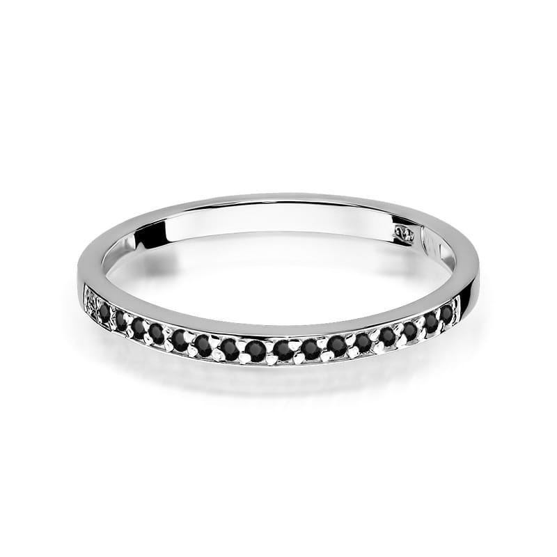 Inel Aur 9K cu Diamante Naturale Negre 0.09 ct
