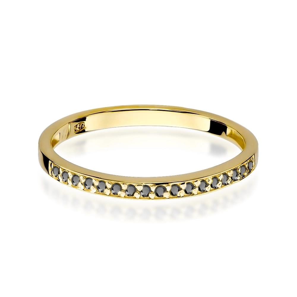 Inel Aur 9K cu Diamante Naturale Negre 0.09 ct