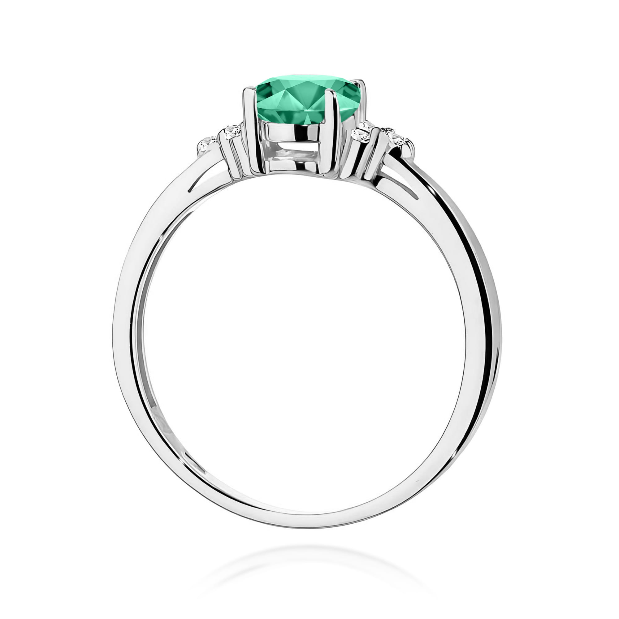Inel Aur 9K cu Smarald 0.80 ct si Diamante Naturale 0.05 ct