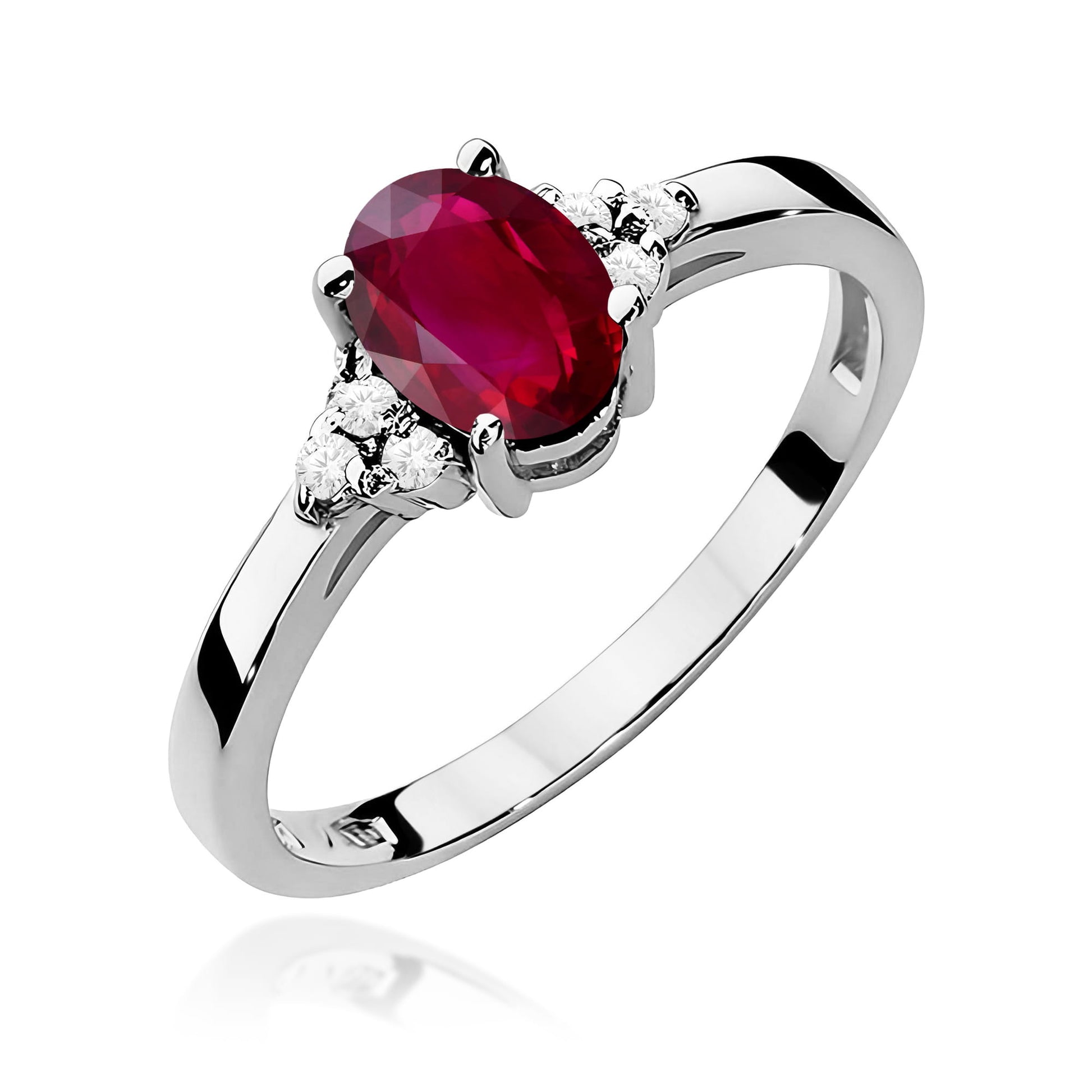 Inel Aur 9K cu Rubin 1.00 ct si Diamante Naturale 0.05 ct