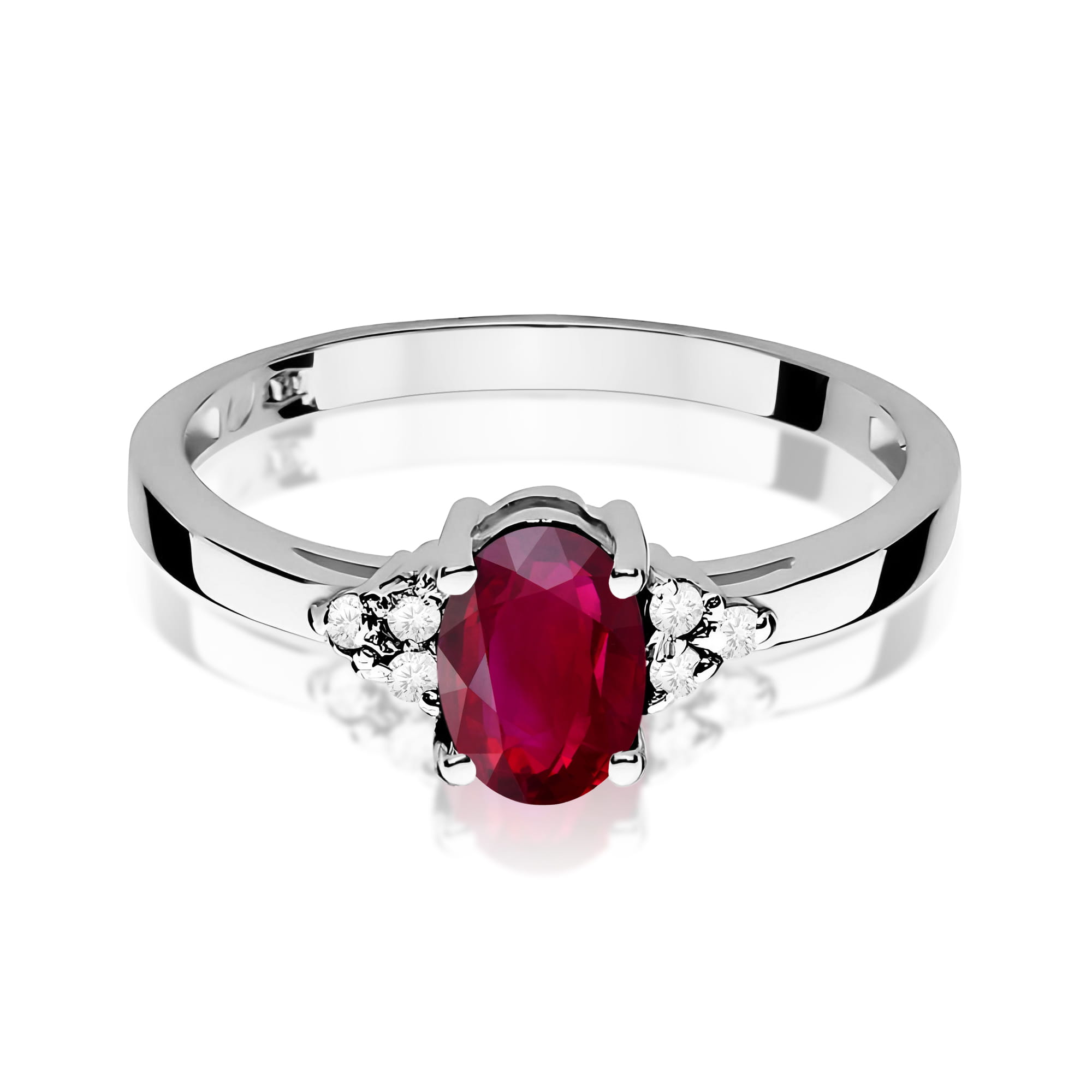 Inel Aur 9K cu Rubin 1.00 ct si Diamante Naturale 0.05 ct