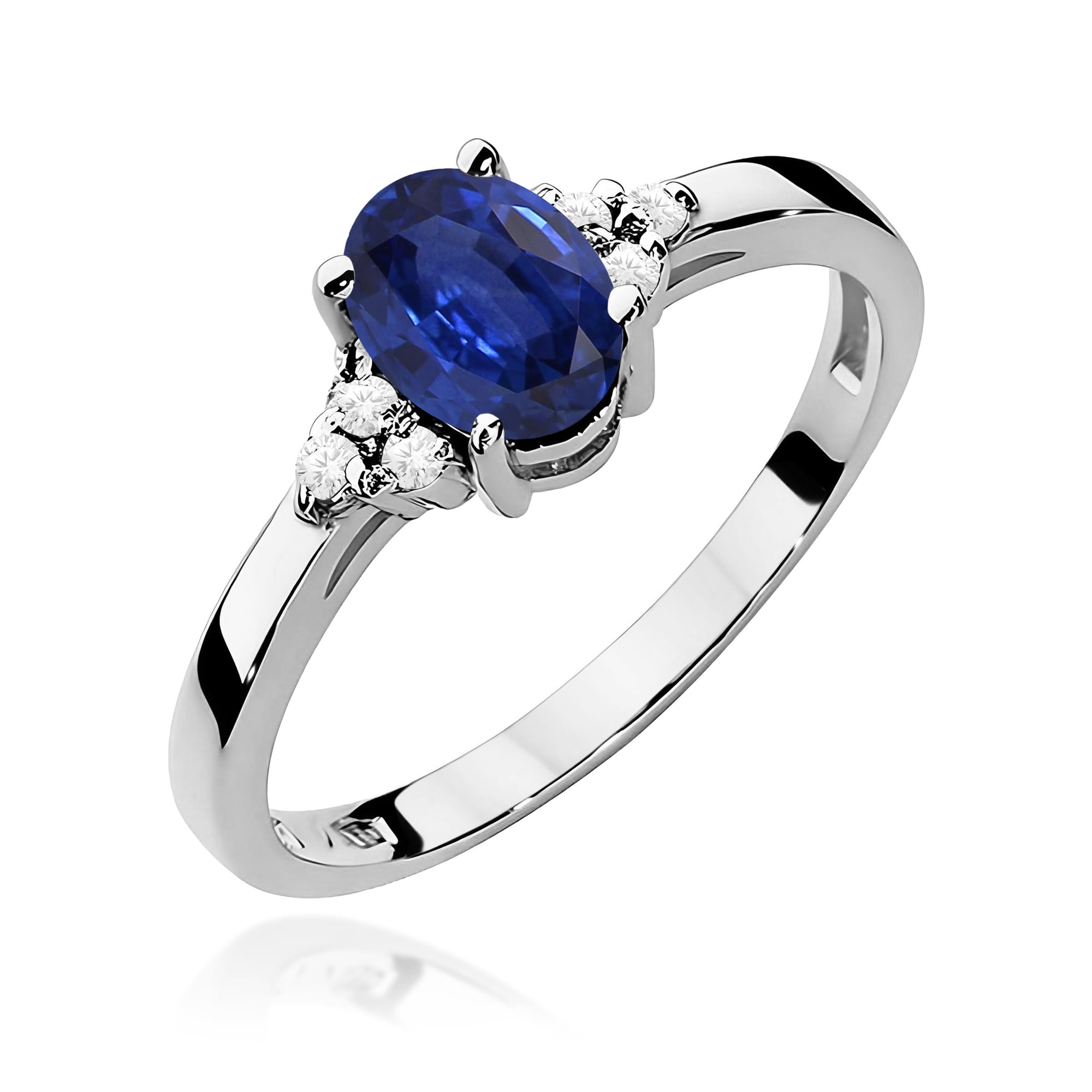 Inel Aur 9K cu Safir 0.90 ct si Diamante Naturale 0.05 ct