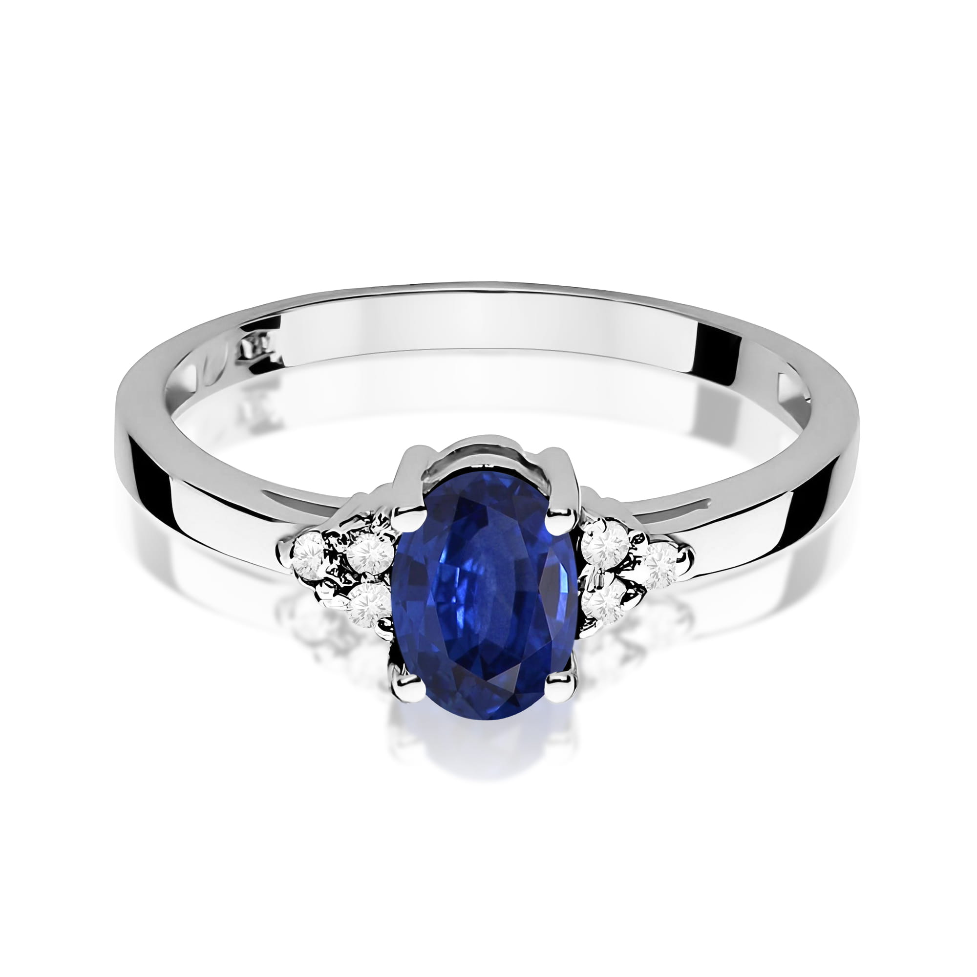 Inel Aur 9K cu Safir 0.90 ct si Diamante Naturale 0.05 ct