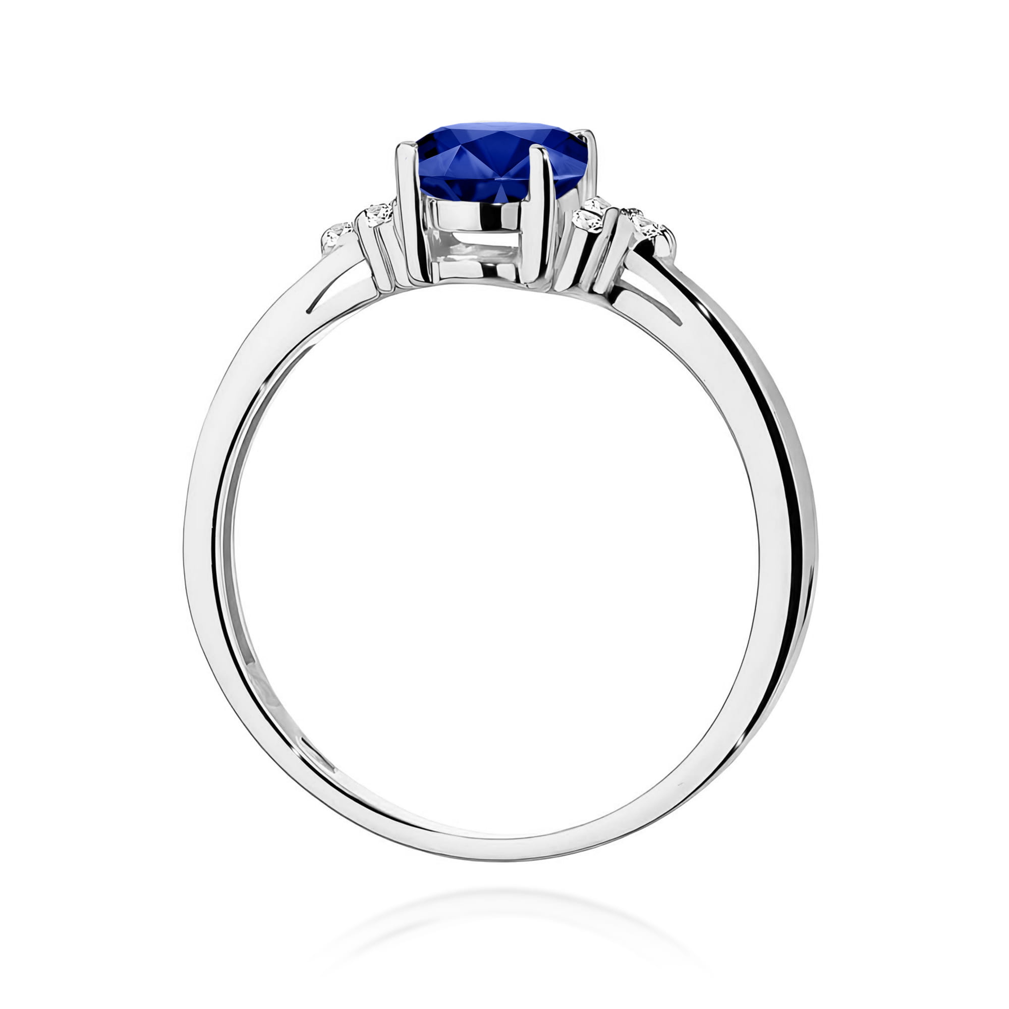 Inel Aur 9K cu Safir 0.90 ct si Diamante Naturale 0.05 ct