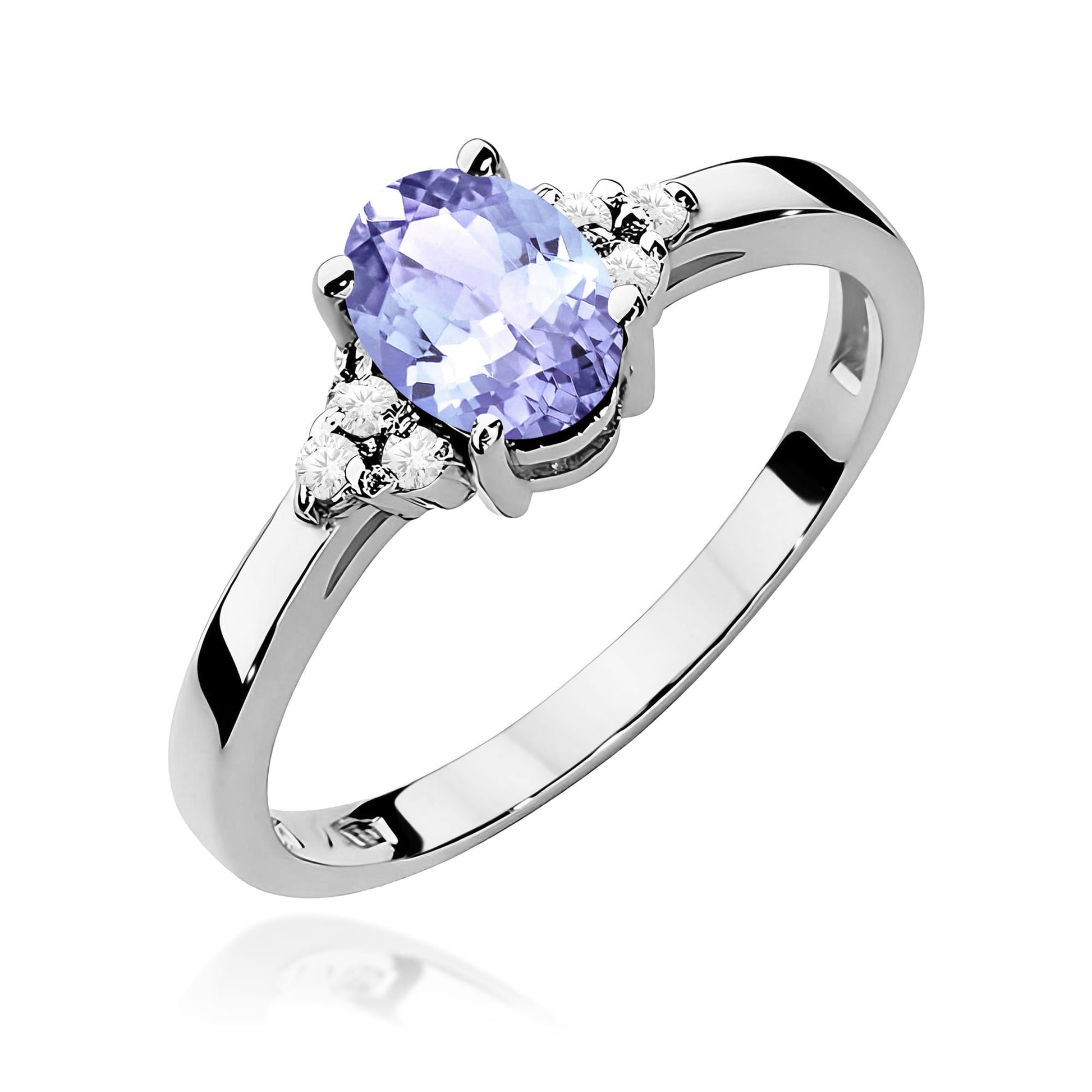 Inel Aur 9K cu Tanzanit 0.70 ct si Diamante Naturale 0.05 ct