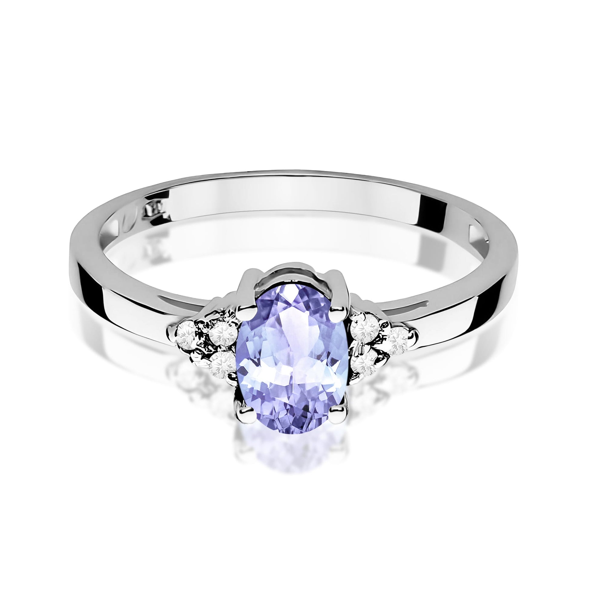 Inel Aur 9K cu Tanzanit 0.70 ct si Diamante Naturale 0.05 ct