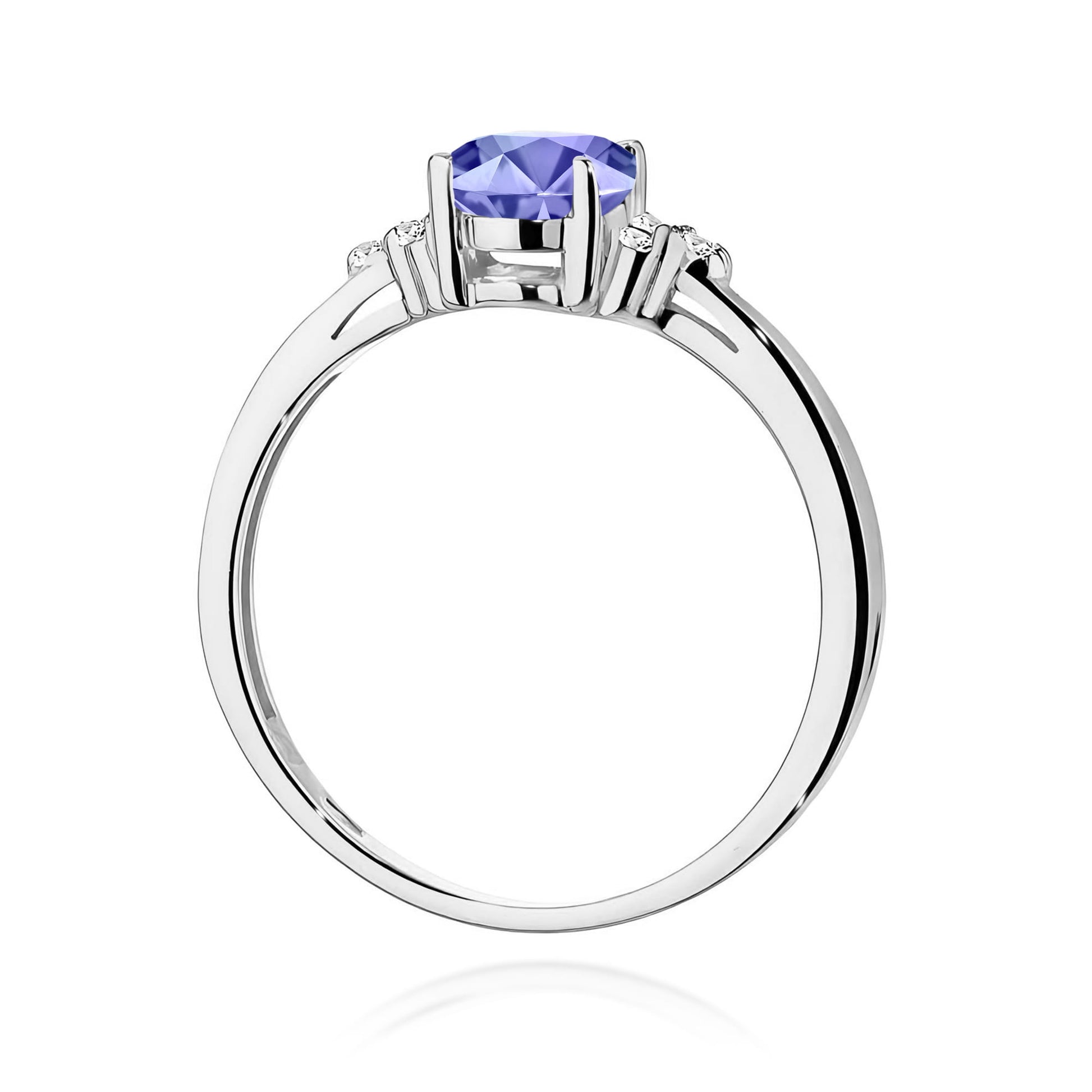 Inel Aur 9K cu Tanzanit 0.70 ct si Diamante Naturale 0.05 ct