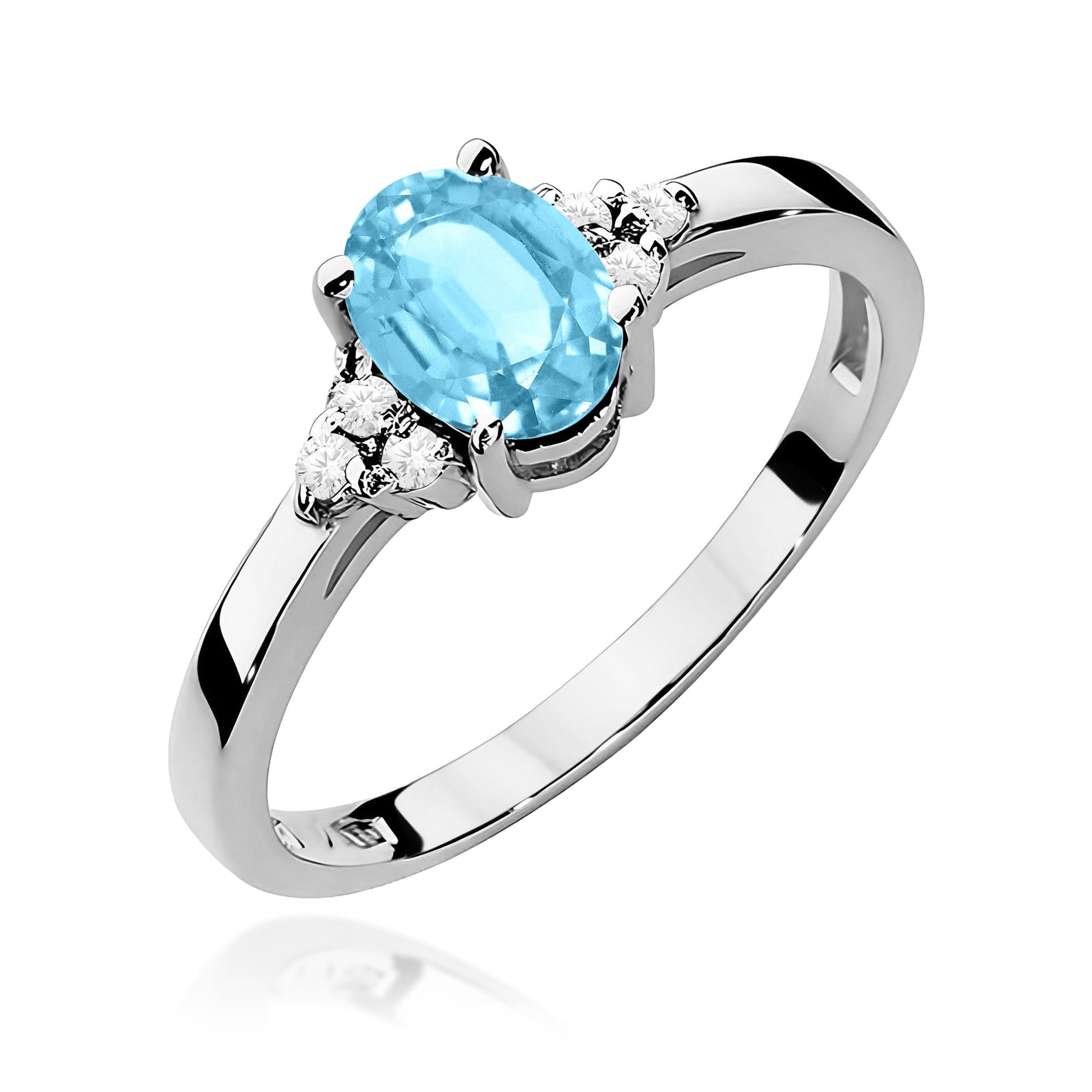 Inel Aur 9K cu Topaz Swiss 0.90 ct si Diamante Naturale 0.05 ct