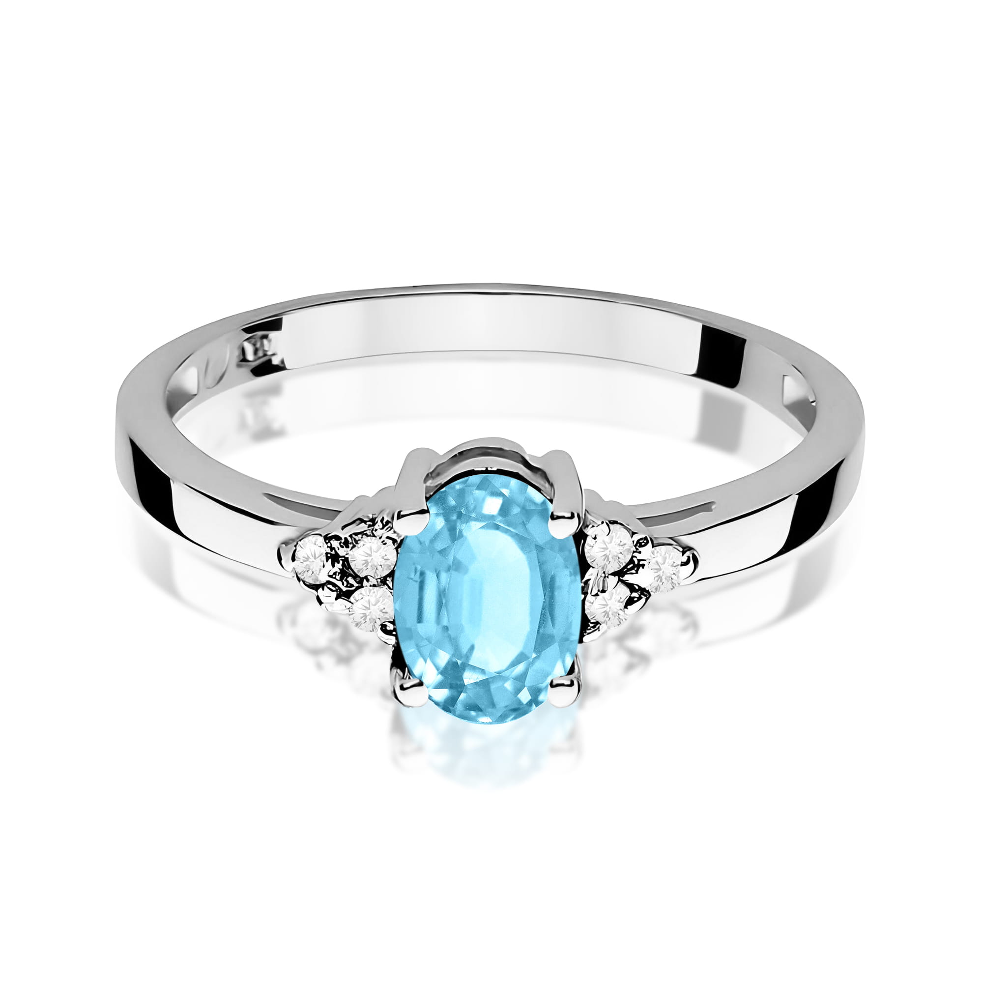 Inel Aur 9K cu Topaz Swiss 0.90 ct si Diamante Naturale 0.05 ct