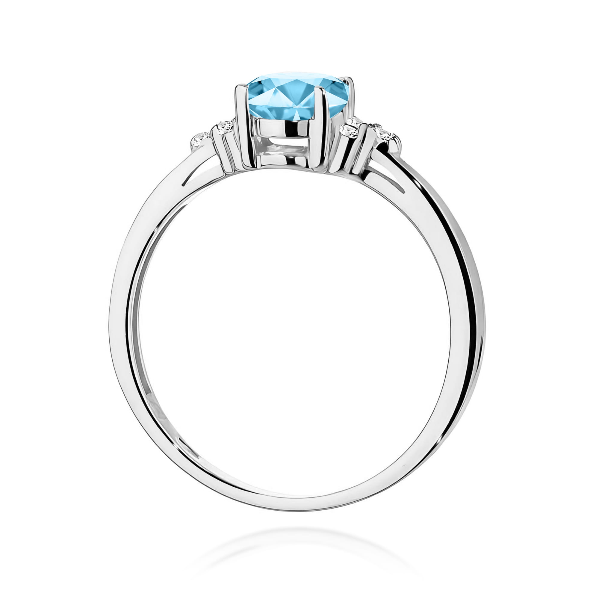 Inel Aur 9K cu Topaz Swiss 0.90 ct si Diamante Naturale 0.05 ct