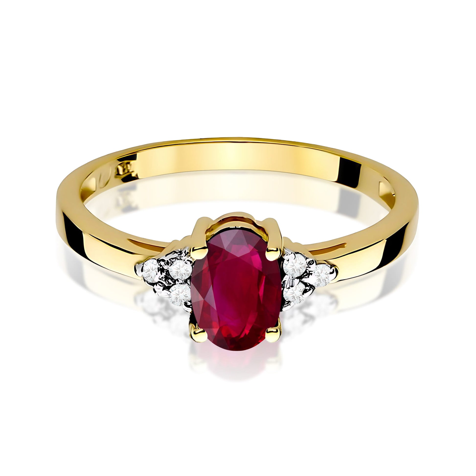 Inel Aur 9K cu Rubin 1.00 ct si Diamante Naturale 0.05 ct