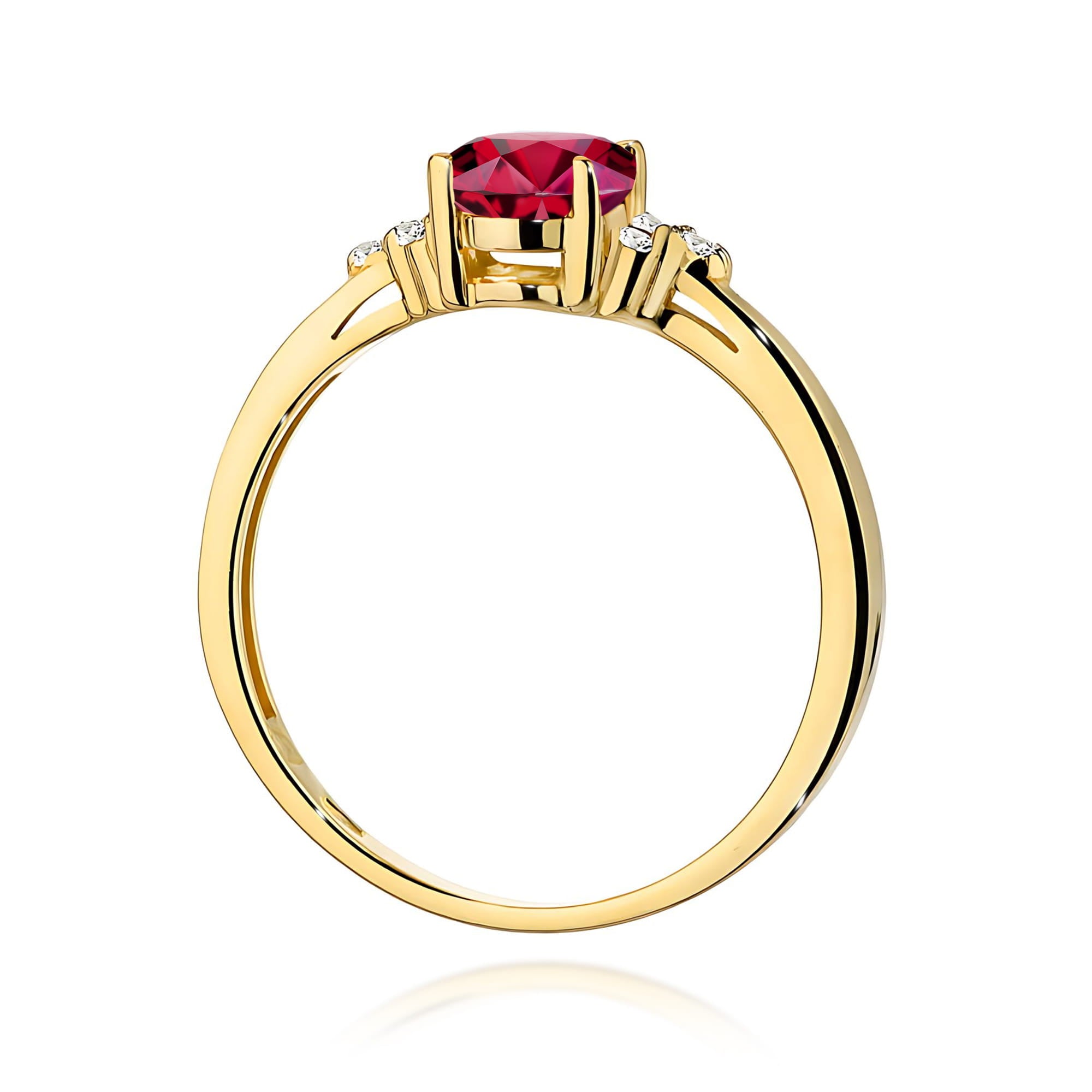 Inel Aur 9K cu Rubin 1.00 ct si Diamante Naturale 0.05 ct