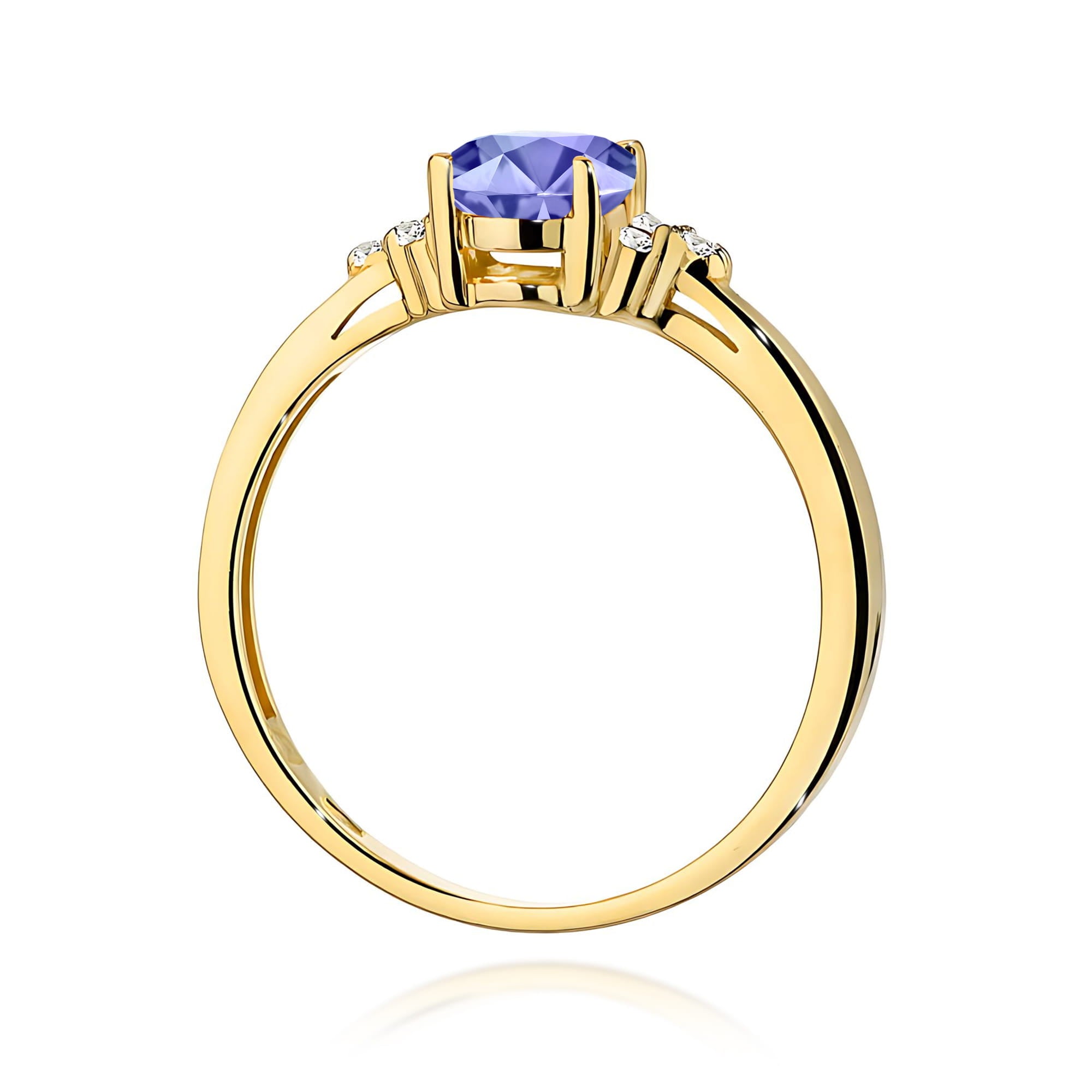 Inel Aur 9K cu Tanzanit 0.70 ct si Diamante Naturale 0.05 ct