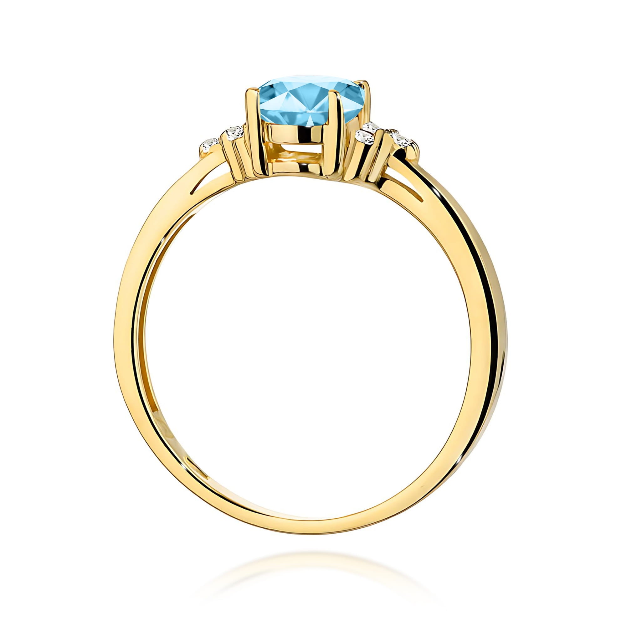 Inel Aur 9K cu Topaz Swiss 0.90 ct si Diamante Naturale 0.05 ct