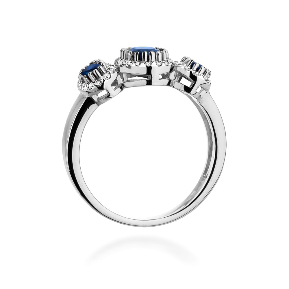 Inel Aur 9K cu Safir 0.90 ct si Diamante Naturale 0.24 ct