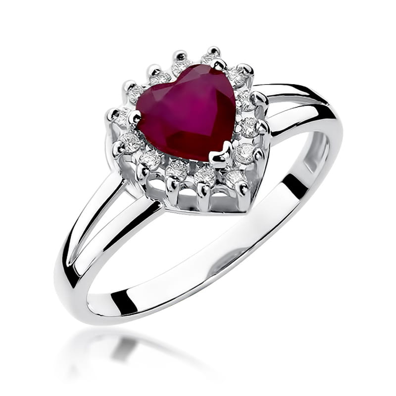 Inel Aur 9K cu Rubin 1.10 ct si Diamante Naturale 0.12 ct